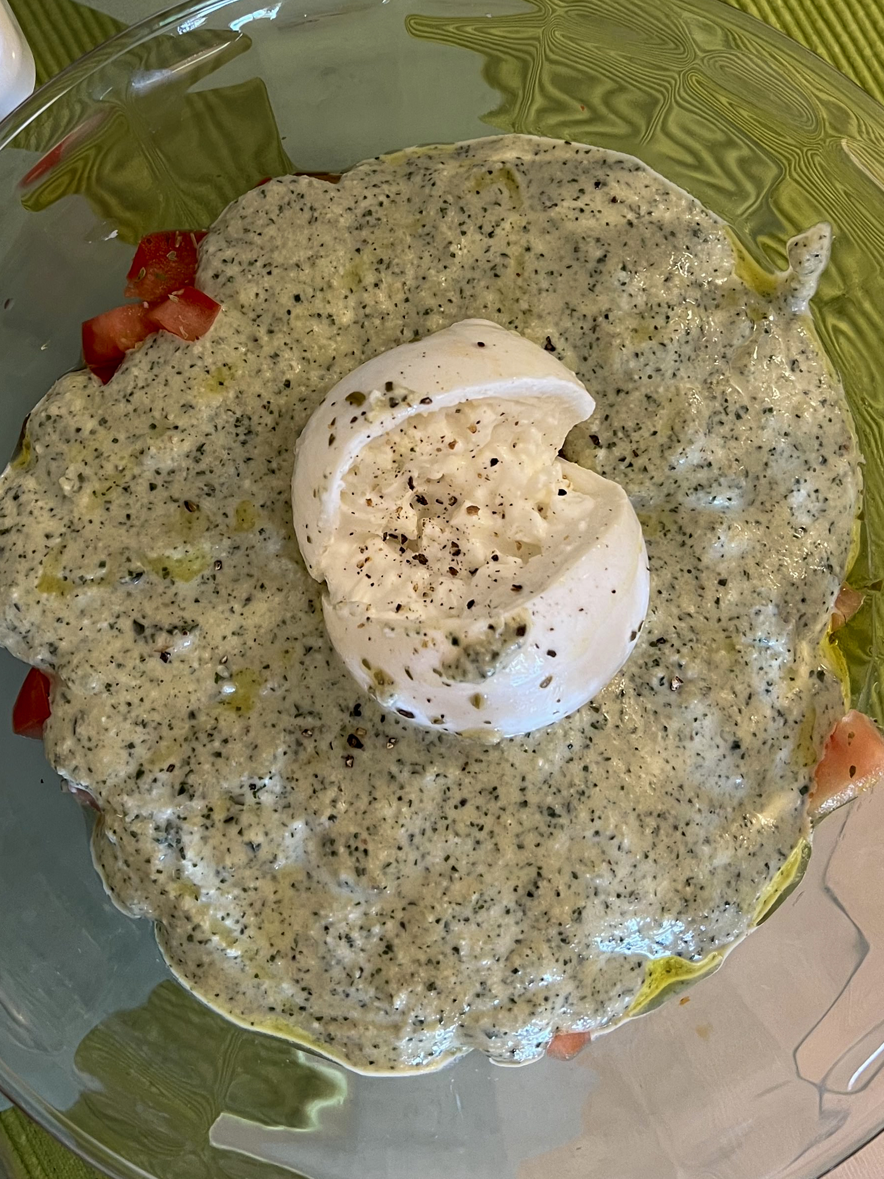 burrata with pesto