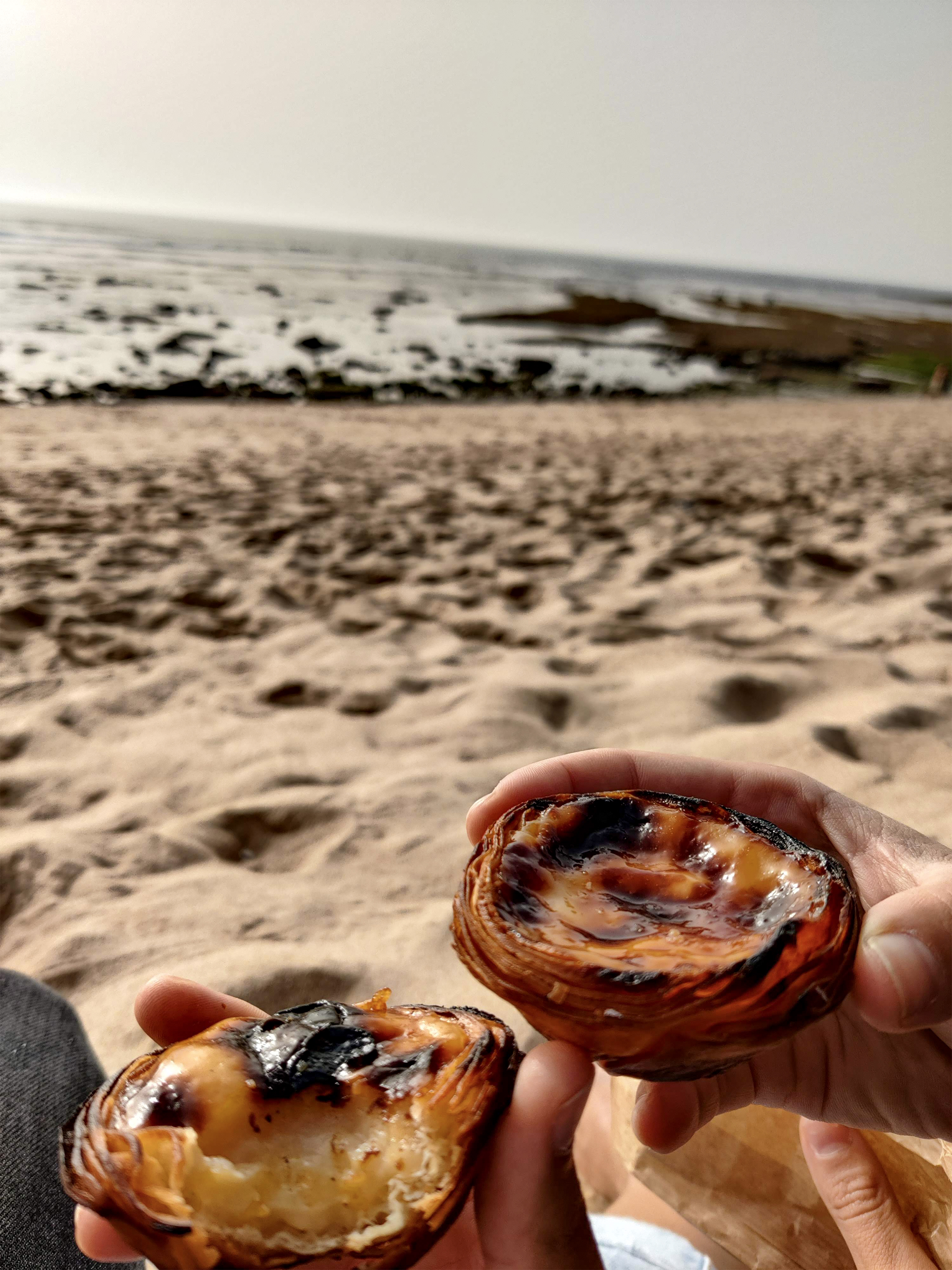 pastel de nata at the beach, Ericeira